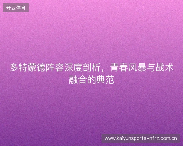 多特蒙德阵容深度剖析，青春风暴与战术融合的典范